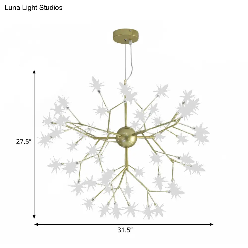 Gold Iron Starry Pendant Light Fixture - Modern 9/27/36-Light Chandelier For Dining Room