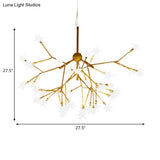 Gold Iron Starry Pendant Light Fixture - Modern 9/27/36-Light Chandelier For Dining Room