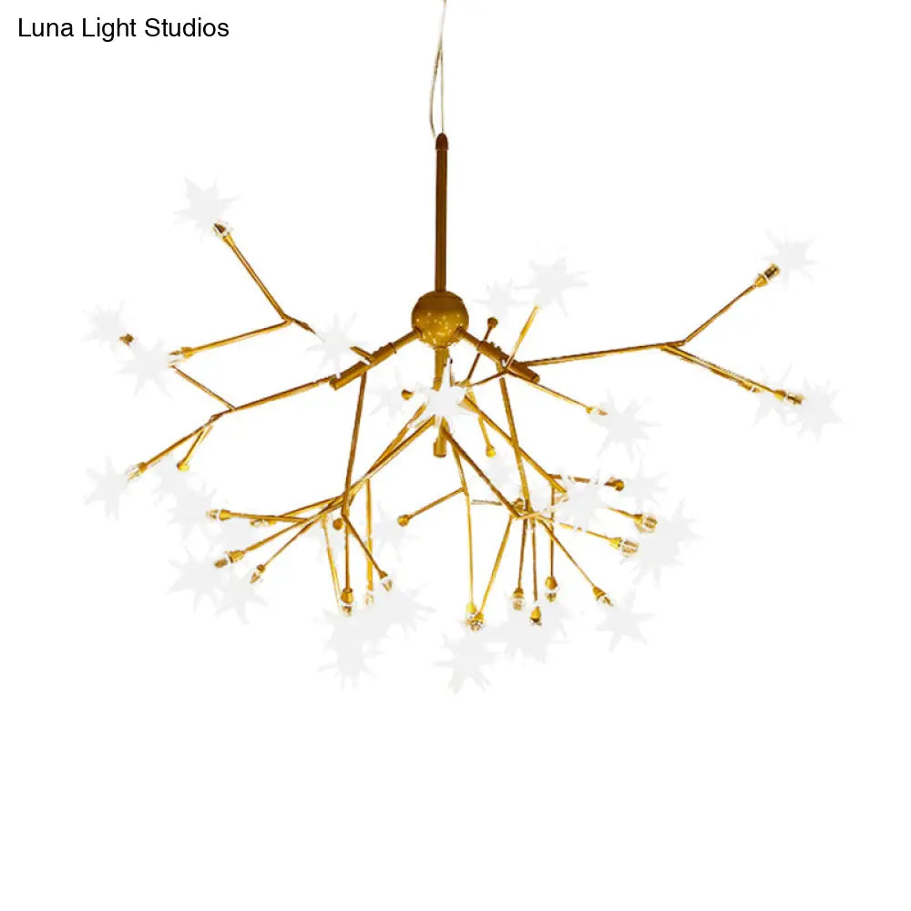 Gold Iron Starry Pendant Light Fixture - Modern 9/27/36-Light Chandelier For Dining Room