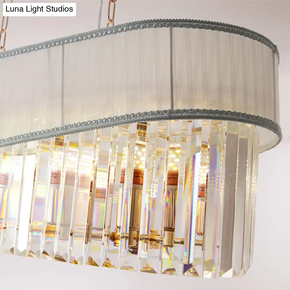 Gold Island Pendant Light Fixture With Crystal Shade - Modern 10 Bulbs Design