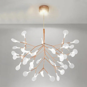Gold Leaf-Shaped Acrylic Pendulum Led Ceiling Chandelier For Minimal Living Rooms 45 /