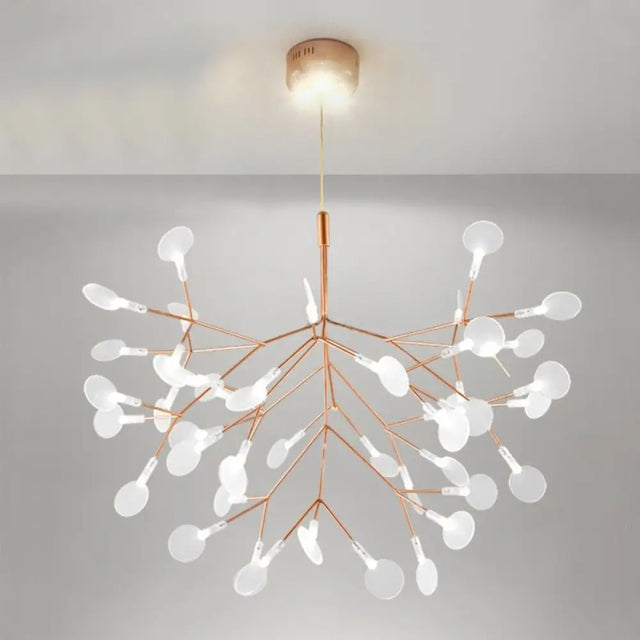 Gold Leaf-Shaped Acrylic Pendulum Led Ceiling Chandelier For Minimal Living Rooms 45 /