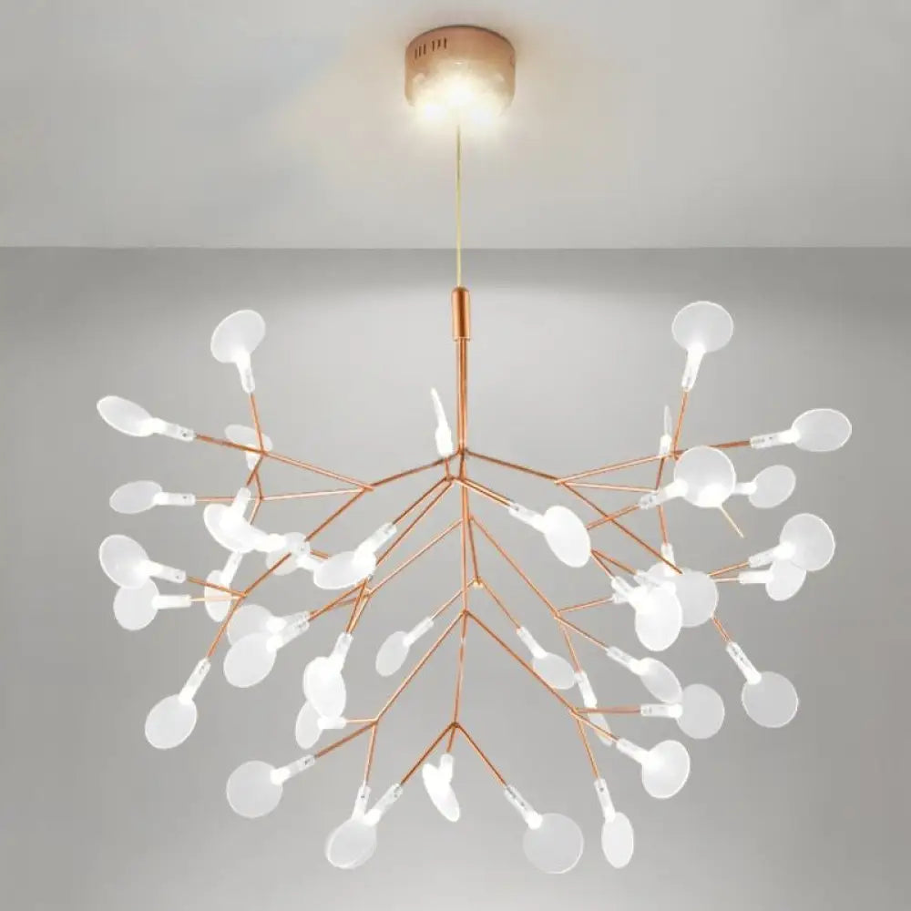 Gold Leaf-Shaped Acrylic Pendulum Led Ceiling Chandelier For Minimal Living Rooms 63 /