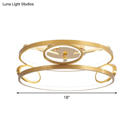Gold Led Acrylic Ceiling Light Fixture For Living Room Tiered Semi Flush Mount 18’/23.5’ Wide