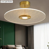 Gold Led Bedroom Ceiling Light: Simple Disk-Shaped Flush Mount
