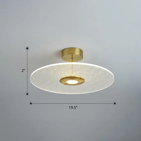 Gold Led Bedroom Ceiling Light: Simple Disk-Shaped Flush Mount / Warm