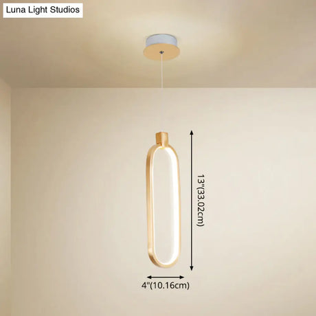 Gold Led Bedroom Pendant Light - Single Head Metal Ceiling Hanging