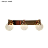 Gold Led Beveled Crystal Circle Wall Vanity Light For Minimalist Bathroom Makeup Lighting