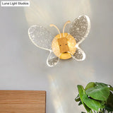 Gold Led Butterfly Bubble Crystal Sconce For Modern Bedroom Lighting