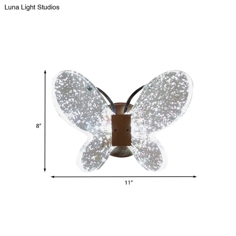 Gold Led Butterfly Crystal Wall Sconce: Minimalist Lighting For Bedroom
