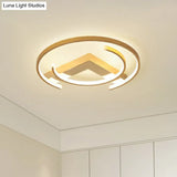 Gold Led Ceiling Flush Light With V And C Shaped Mount Design Acrylic Shade / 18 White