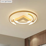 Gold Led Ceiling Flush Light With V And C Shaped Mount Design Acrylic Shade