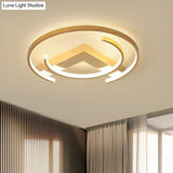 Gold Led Ceiling Flush Light With V And C Shaped Mount Design Acrylic Shade