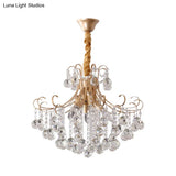 Gold Led Crystal Ceiling Chandelier - Traditional Flared Design For Living Room Lighting