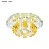 Gold Led Crystal Flush Mount Light For Hallways - Minimalist Pumpkin Design