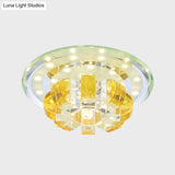 Gold Led Crystal Flush Mount Light For Hallways - Minimalist Pumpkin Design