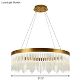 Gold Led Crystal Icicles Chandelier - 16’’/23.5’’/31.5’’ Dia Simple Ring Design Bedroom