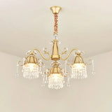 Gold Led Crystal Pendant Chandelier - Mid-Century Branch Design For Living Room