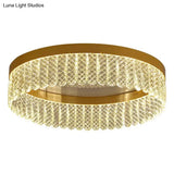 Gold Led Crystal Ring Flush-Mount Fixture For Bedroom