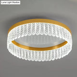 Gold Led Crystal Ring Flush-Mount Fixture For Bedroom