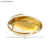 Gold Led Flush Mount Ceiling Lamp With 3 Hoop Design - Perfect For Sitting Room