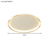 Gold Led Flush Mount Ceiling Lamp With Stepless Dimming Remote Control And Warm/White Light