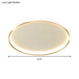 Gold Led Flush Mount Ceiling Lamp With Stepless Dimming Remote Control And Warm/White Light