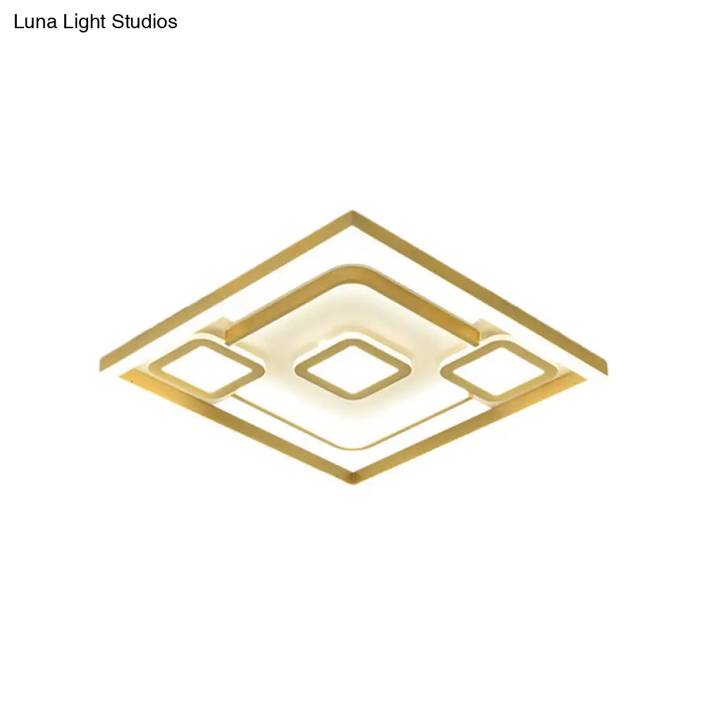 Gold Led Flush Mount Ceiling Light For Bedrooms - Simple & Elegant Metallic Fixture