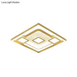 Gold Led Flush Mount Ceiling Light For Bedrooms - Simple & Elegant Metallic Fixture