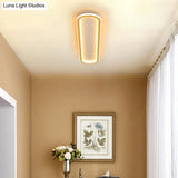 Gold Led Flushmount Light - Oblong Corridor Ceiling Mount Simple Metal Style