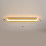 Gold Led Flushmount Light - Oblong Corridor Ceiling Mount Simple Metal Style / 39.5’ White