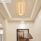 Gold Led Flushmount Light - Oblong Corridor Ceiling Mount Simple Metal Style