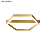 Gold Led Hexagon Flush Mount Light For Bedroom Ceiling
