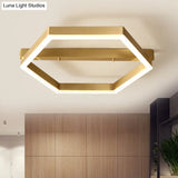 Gold Led Hexagon Flush Mount Light For Bedroom Ceiling