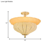 Gold Led Industrial Crystal - Encrusted Semi Flush Ceiling Light