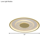 Gold Led Metal Flush Ceiling Lamp - 16’/19.5’ Simple Design Square/Round Fixture