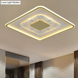 Gold Led Metal Flush Ceiling Lamp - 16’/19.5’ Simple Design Square/Round Fixture