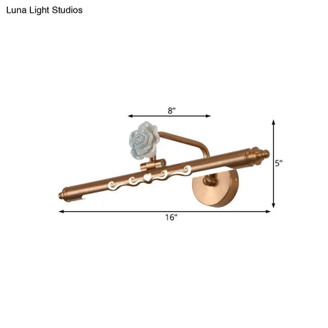 Gold Led Metal Vanity Lamp - Classic Linear Bathroom Sconce Light Fixture Multiple Width Options