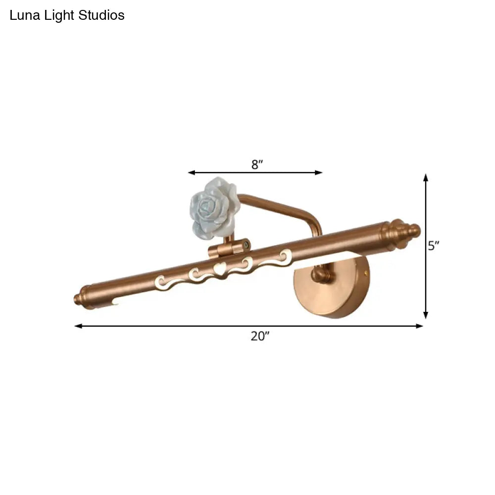 Gold Led Metal Vanity Lamp - Classic Linear Bathroom Sconce Light Fixture Multiple Width Options