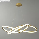 Gold Led Nordic Chandelier For Bedroom - Twined Aluminum Pendant Light