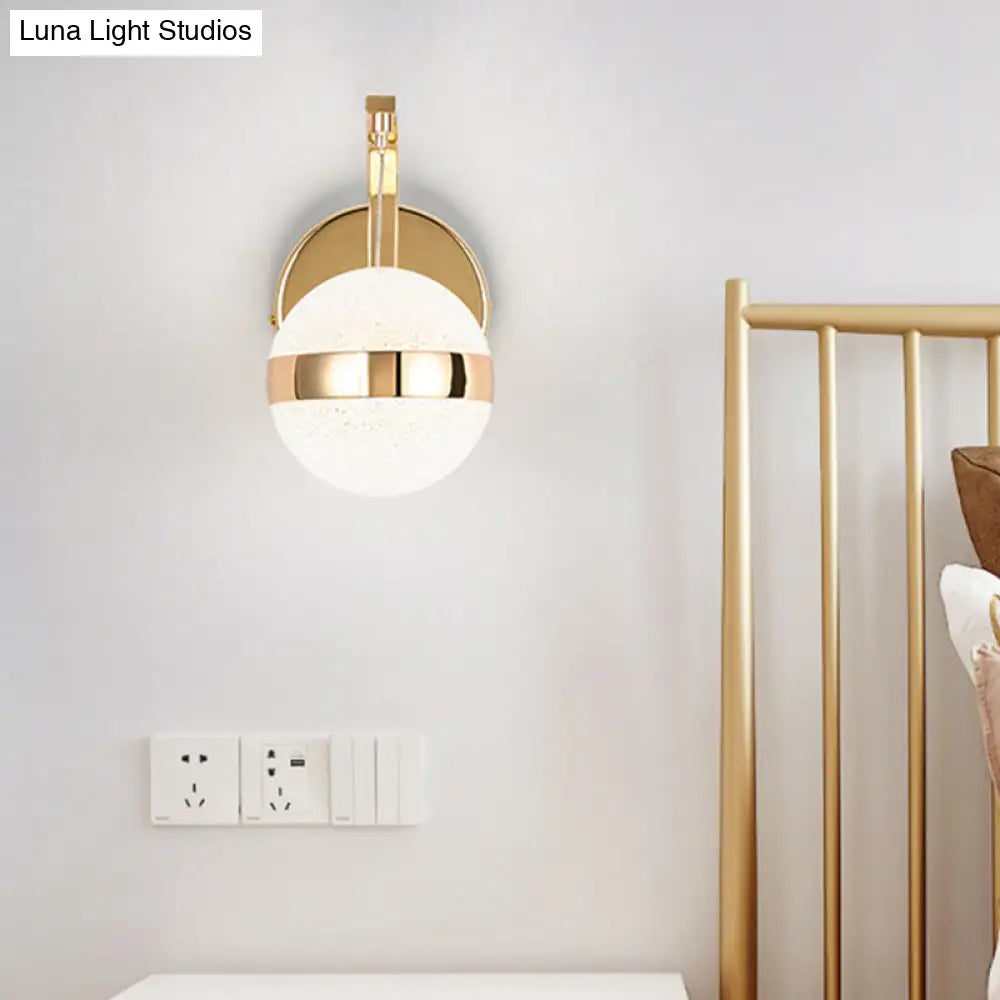 Gold Led Retro Crystal Sphere Wall Sconce Lighting For Living Room - Mount Lamp