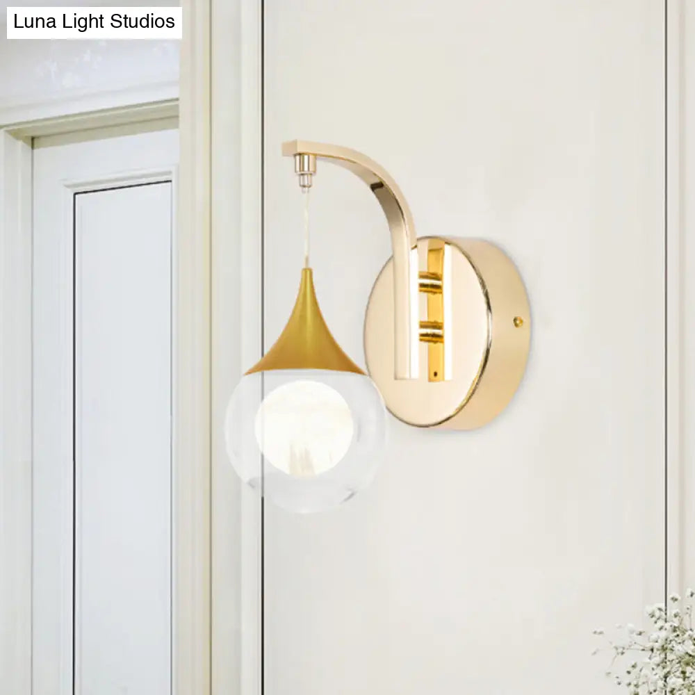 Gold Led Retro Crystal Sphere Wall Sconce Lighting For Living Room - Mount Lamp