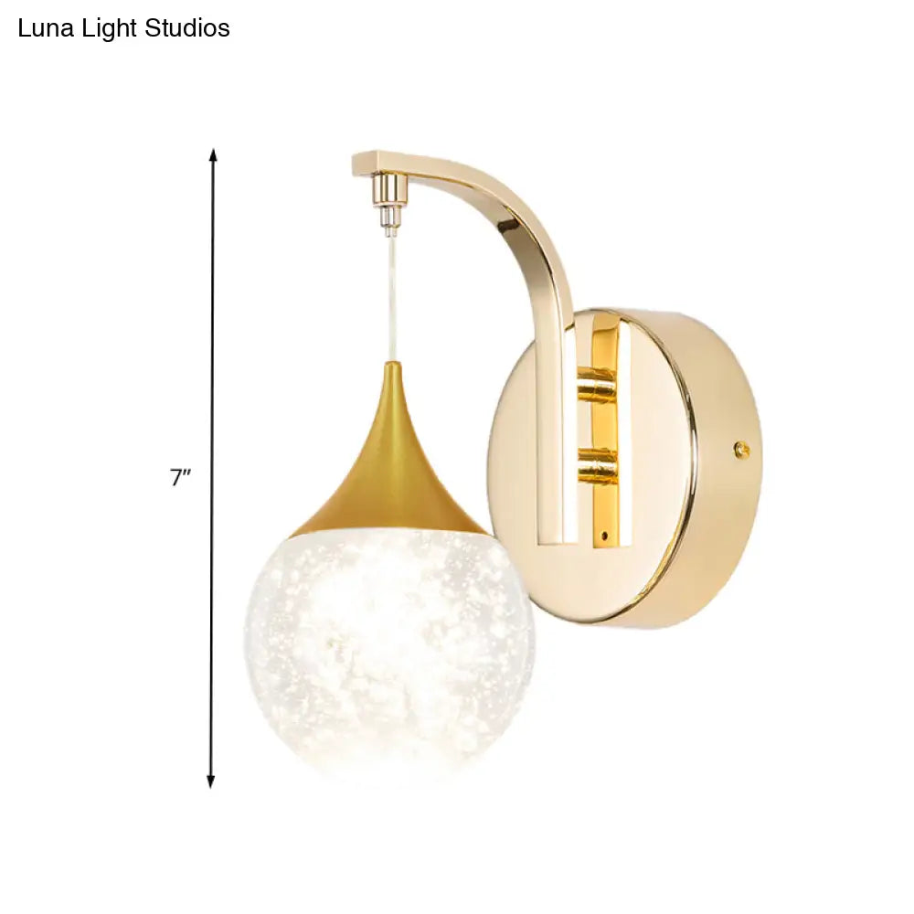 Gold Led Retro Crystal Sphere Wall Sconce Lighting For Living Room - Mount Lamp