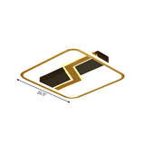 Gold Led Square Flush Mount Ceiling Lamp With Lightning Design - 16.5/20.5 Simple & Stylish For