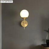Gold Led Wall Lamp: Minimalist Cream Glass Sconce Light For Dining Room