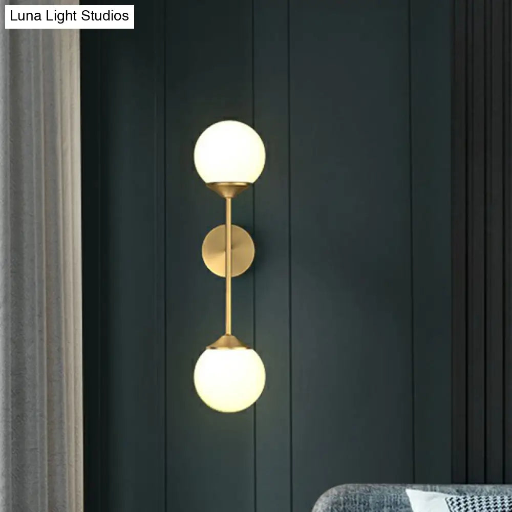 Gold Led Wall Lamp: Minimalist Cream Glass Sconce Light For Dining Room