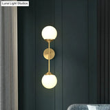 Gold Led Wall Lamp: Minimalist Cream Glass Sconce Light For Dining Room