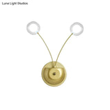 Gold Led Wall Mounted Bedroom Light With Clear Glass Shade - Set Of 2 Bulbs