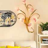 Gold Lily 6-Head Metal Sconce Lamp For Romantic Living Room Lighting