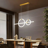 Gold Linear And Ring Led Island Chandelier For Dining Room With Simplicity Acrylic Design